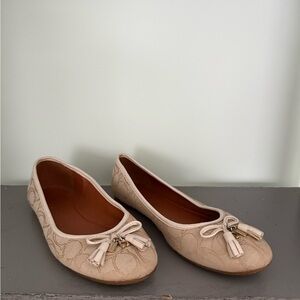Coach Signature Beige Ballet Flats